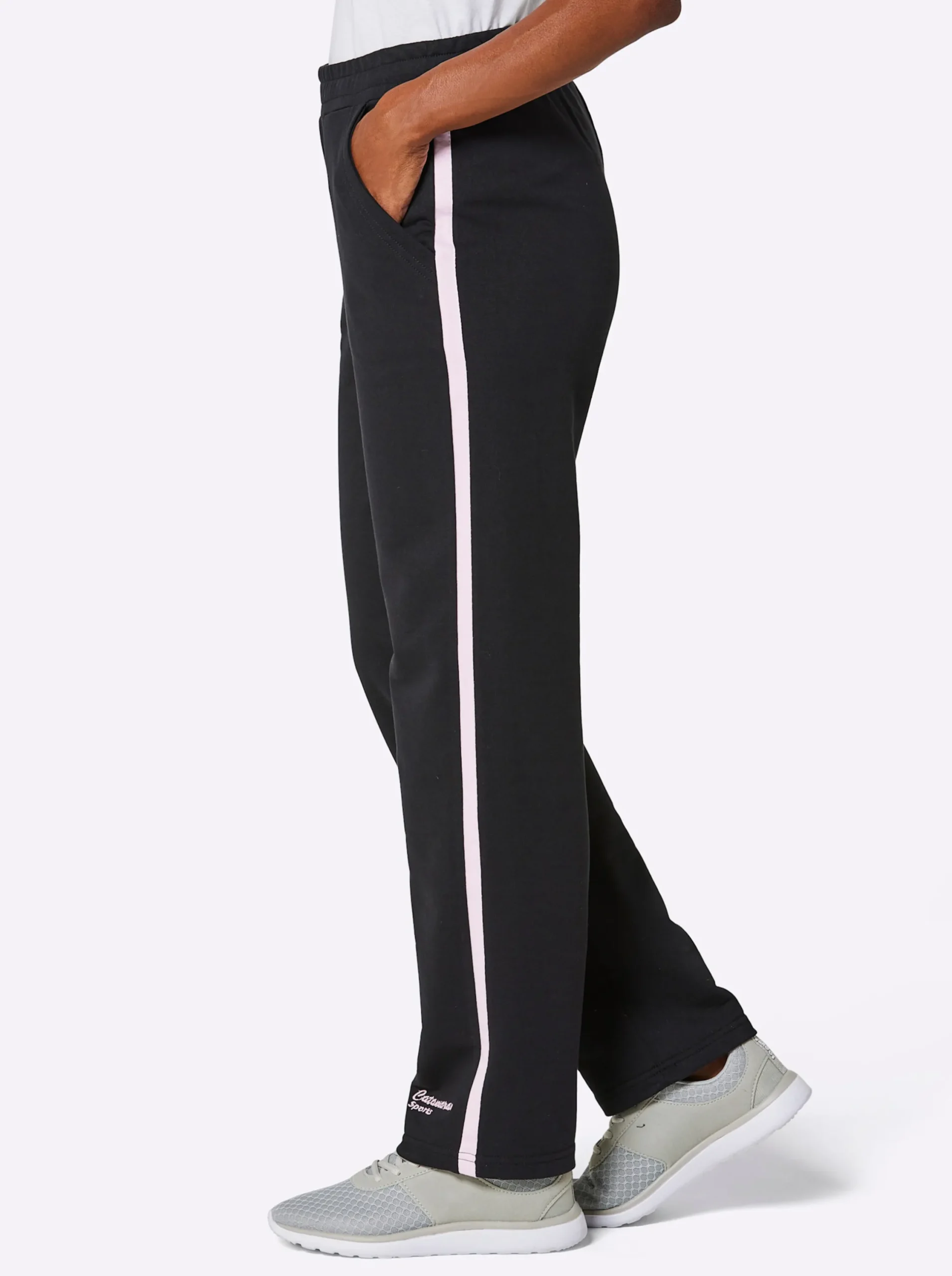 Hosen|Catamaran Sports Freizeithose mit innenliegendem Zugband schwarz-rosé