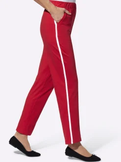 Hosen| Freizeithose mit Kontraststreifen seitlich rot