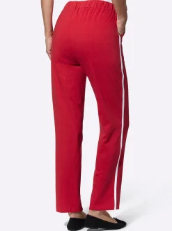 Hosen| Freizeithose mit Kontraststreifen seitlich rot