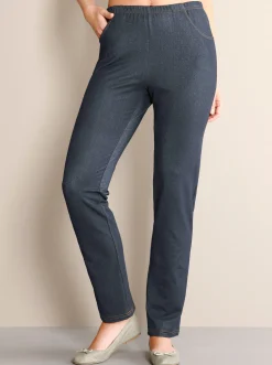 Homewear|Homewear| Freizeithose mit Kontrastnähten jeansblau