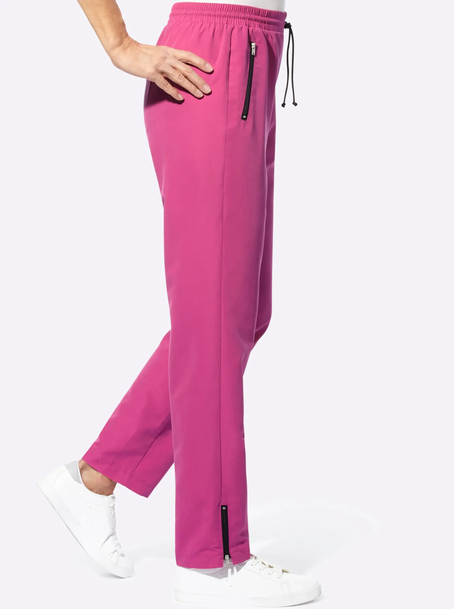 Homewear| Freizeithose mit kontrastfarbigen Akzenten fuchsia