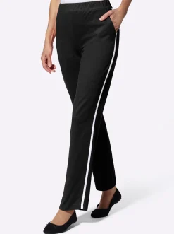 Homewear|Homewear| Freizeithose mit Kontraststreifen seitlich schwarz