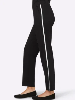 Homewear|Homewear| Freizeithose mit Kontraststreifen seitlich schwarz