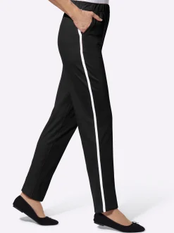 Homewear|Homewear| Freizeithose mit Kontraststreifen seitlich schwarz