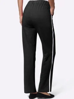 Homewear|Homewear| Freizeithose mit Kontraststreifen seitlich schwarz