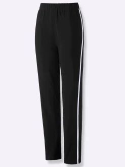 Homewear|Homewear| Freizeithose mit Kontraststreifen seitlich schwarz