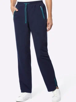 Homewear|Hosen| Freizeithose mit kontrastfarbigen Akzenten marine