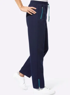 Homewear|Hosen| Freizeithose mit kontrastfarbigen Akzenten marine
