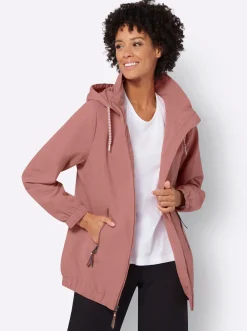 Jacken| Freizeitjacke mit Lederimitat-Paspeln rosenholz