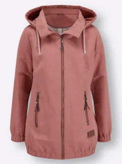Jacken| Freizeitjacke mit Lederimitat-Paspeln rosenholz