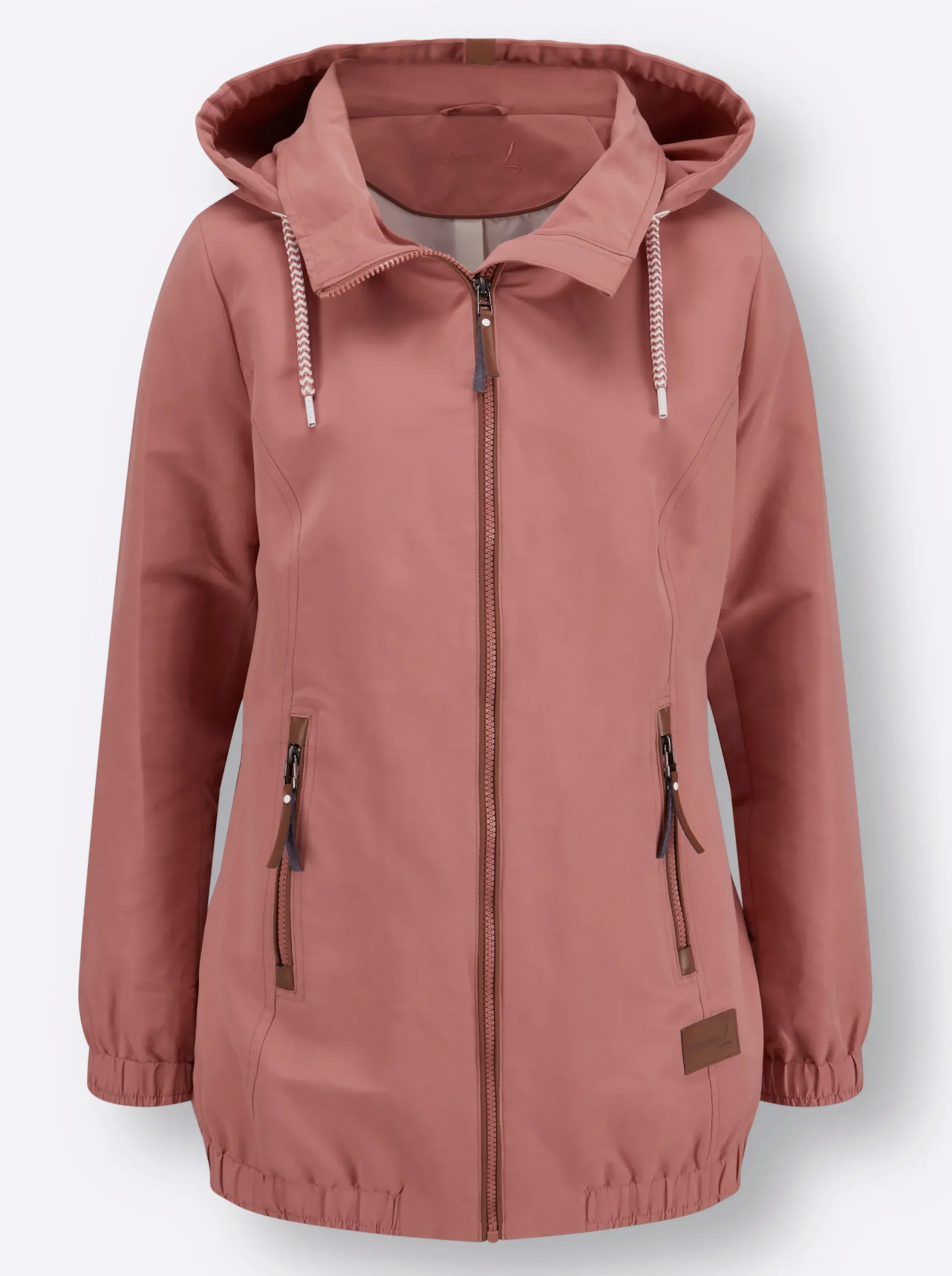 Jacken| Freizeitjacke mit Lederimitat-Paspeln rosenholz