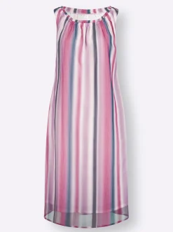 Strandkleider|Kleider| Freizeitkleid mit Farbverlauf-Streifenmuster fuchsia-bedruckt