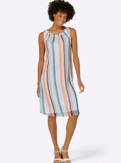 Strandkleider|Kleider| Freizeitkleid mit Farbverlauf-Streifenmuster aquamarin-bedruckt