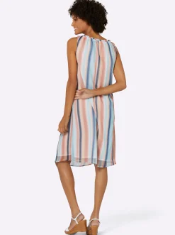 Strandkleider|Kleider| Freizeitkleid mit Farbverlauf-Streifenmuster aquamarin-bedruckt