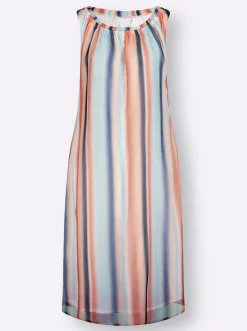 Strandkleider|Kleider| Freizeitkleid mit Farbverlauf-Streifenmuster aquamarin-bedruckt