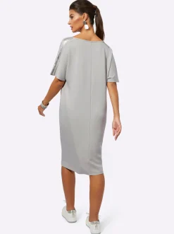 Kleider| Freizeitkleid mit Glanzeffekten im Schulterbereich hellgrau