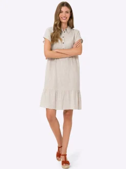 Strandkleider|Kleider|heine Freizeitkleid mit Horn-Optik-Knöpfen sand-meliert