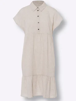 Strandkleider|Kleider|heine Freizeitkleid mit Horn-Optik-Knöpfen sand-meliert