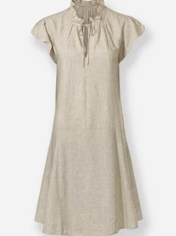 Kleider|heine Freizeitkleid mit Rüschen und Falten sand-meliert