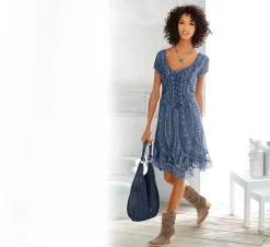 Kleider|heine Freizeitkleid mit Stickerei jeansblau