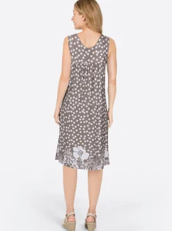 Kleider| Freizeitkleid mit Tupfen-Muster taupe-gemustert