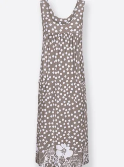 Kleider| Freizeitkleid mit Tupfen-Muster taupe-gemustert