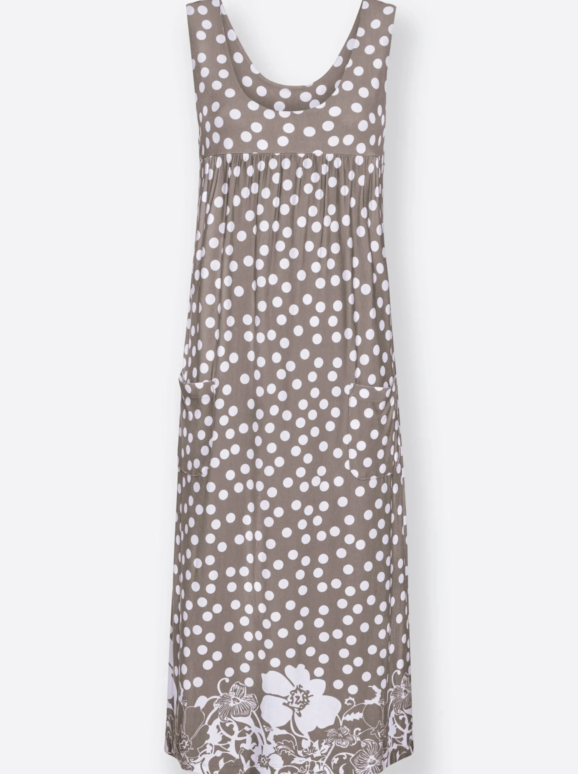 Kleider| Freizeitkleid mit Tupfen-Muster taupe-gemustert