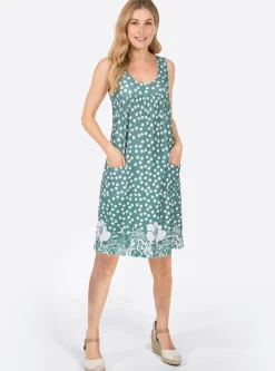 Kleider| Freizeitkleid mit Tupfen-Muster jade-gemustert