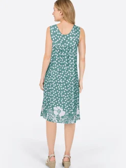 Kleider| Freizeitkleid mit Tupfen-Muster jade-gemustert