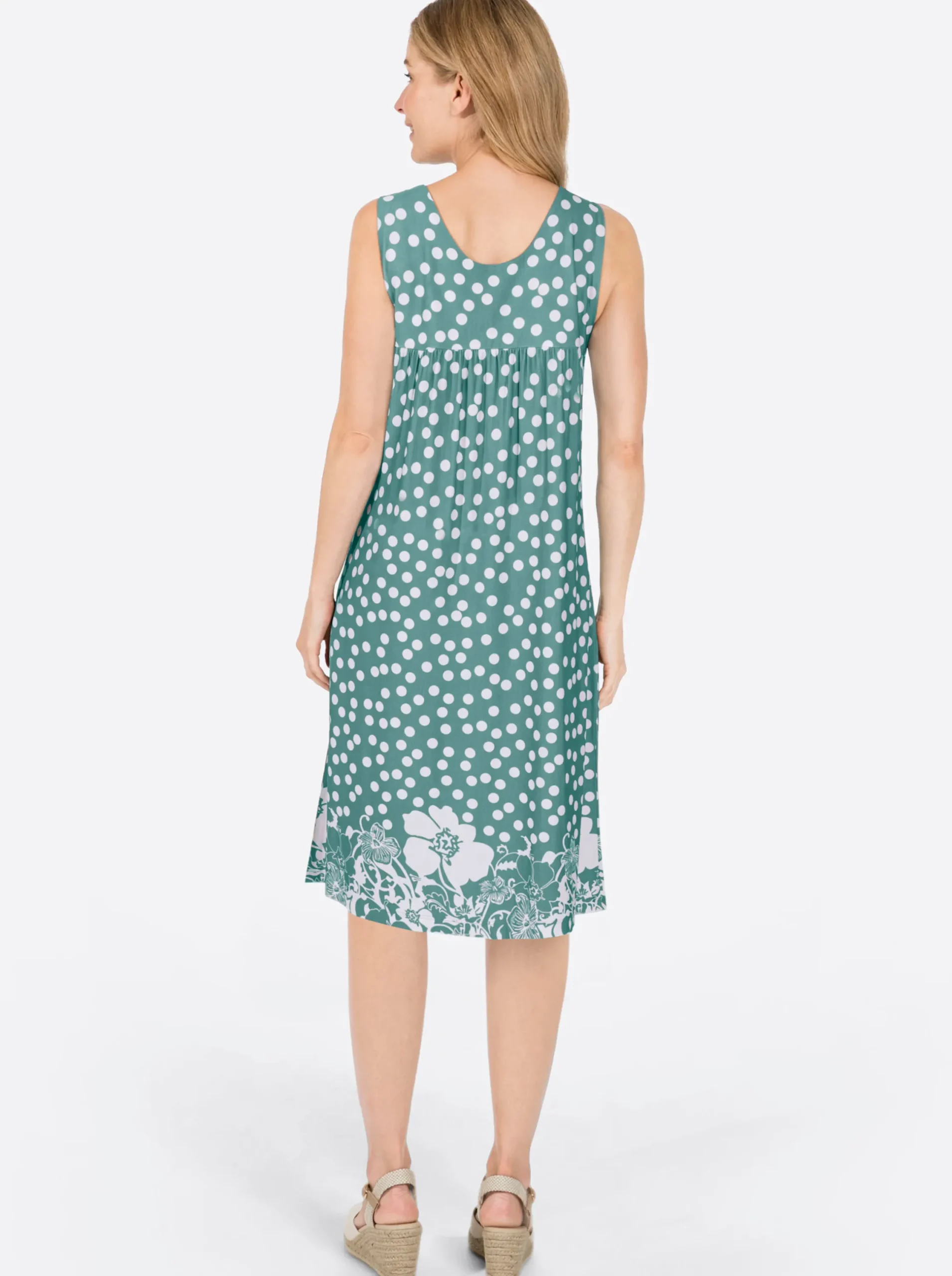 Kleider| Freizeitkleid mit Tupfen-Muster jade-gemustert