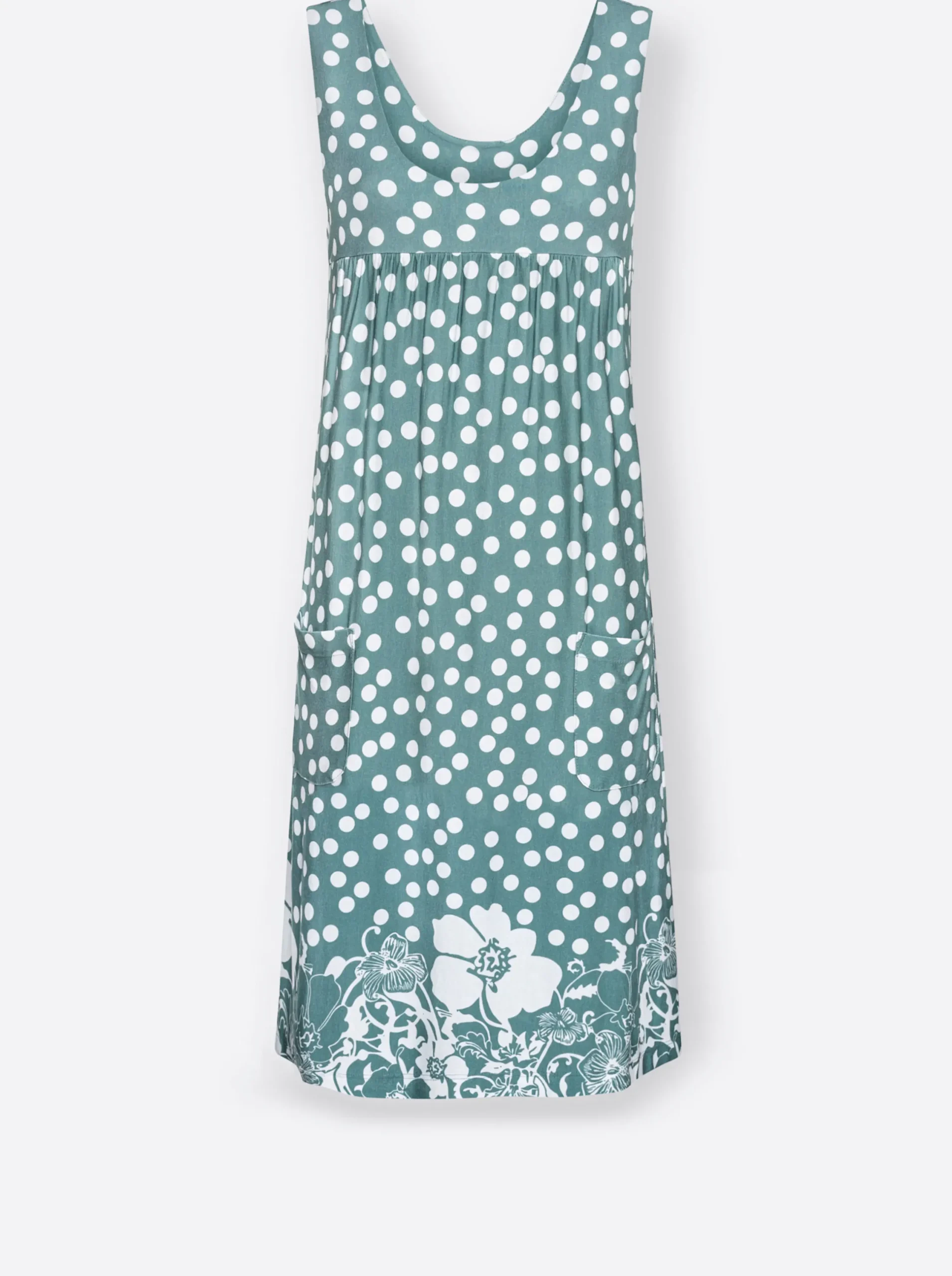 Kleider| Freizeitkleid mit Tupfen-Muster jade-gemustert