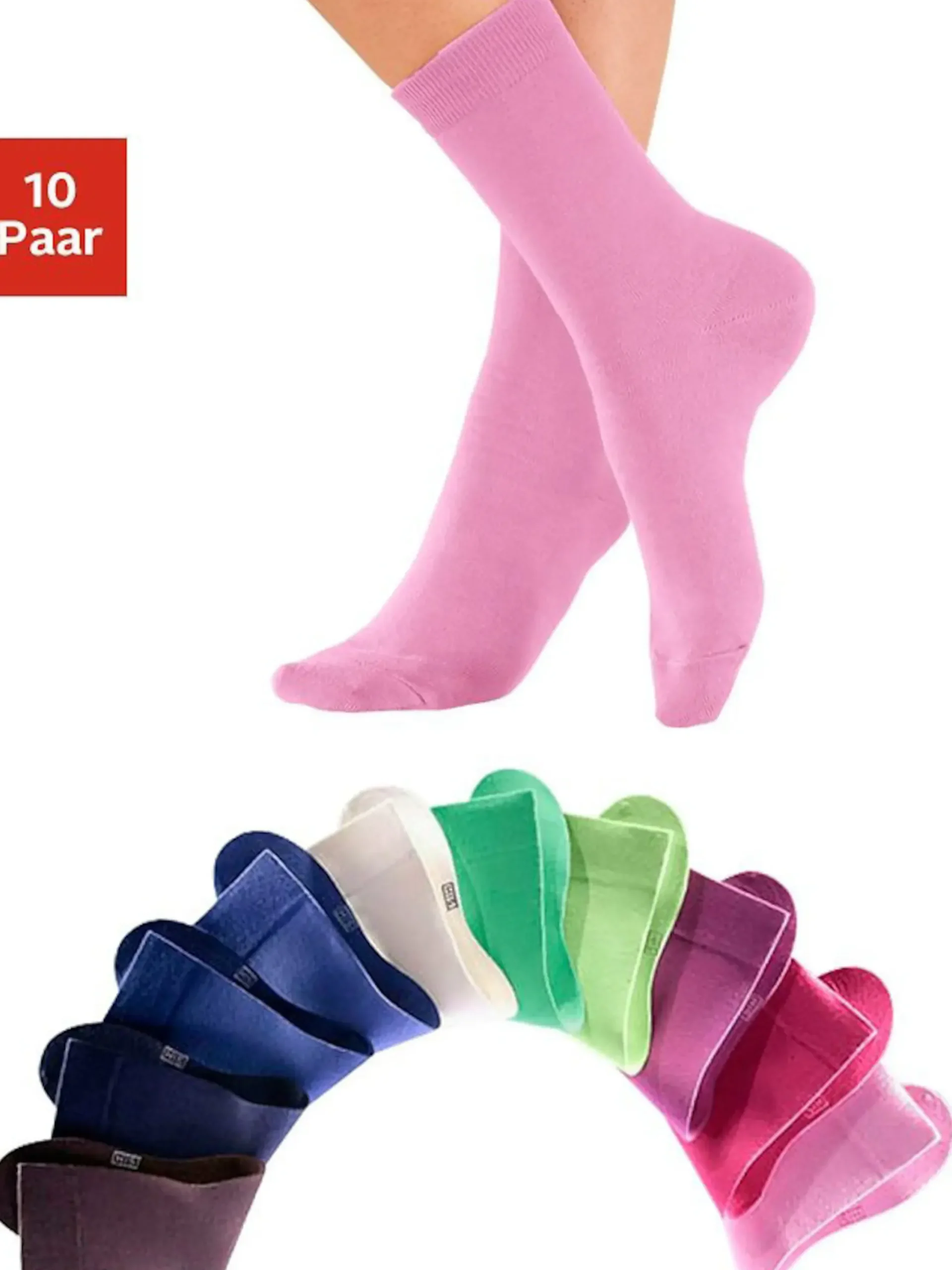 Strümpfe & Socken|H.I.S Freizeitsocken 1xrosa,1xpink,1xaltrosa,3xblau,1xbraun,2xgrün,1xecru