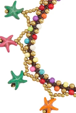 Schmuck|LASCANA Fußkette mit Anhänger pink-blau-gelb-goldfarben-schwarz