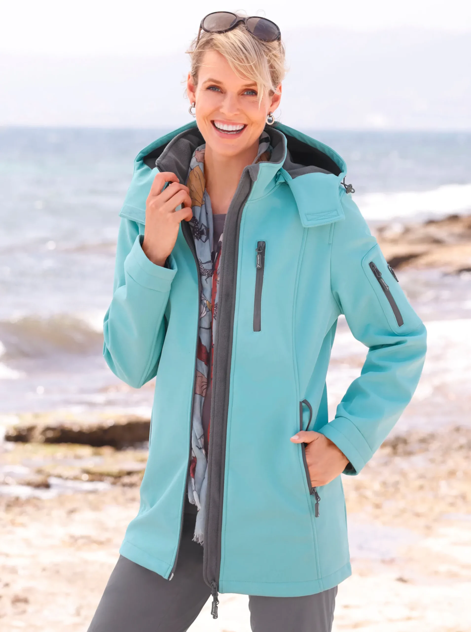 Jacken| Funktionsjacke innen mit Fleece ozean