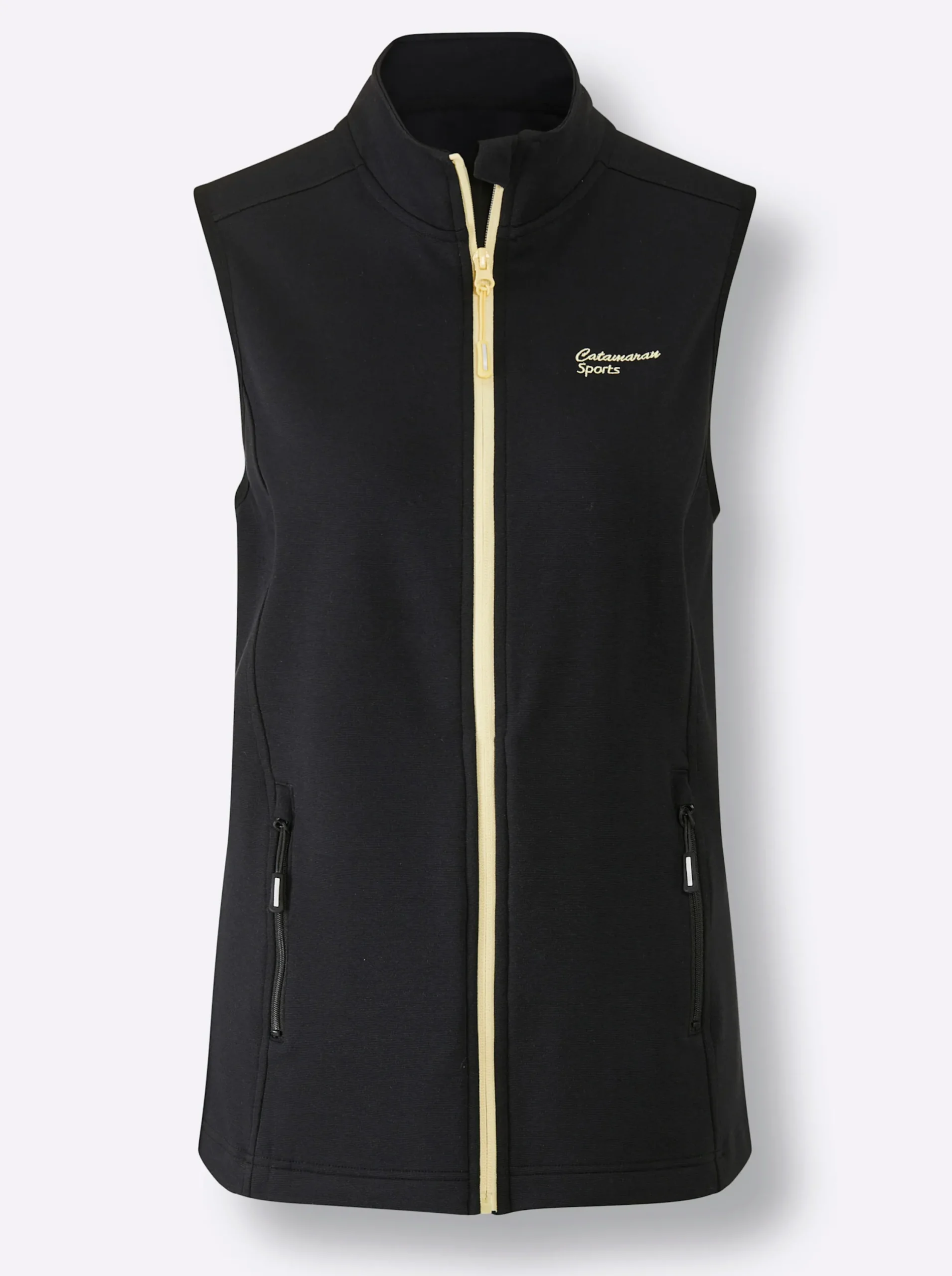 Jacken|Catamaran Sports Funktionsweste mit Reißverschluss-Taschen schwarz-zitrone