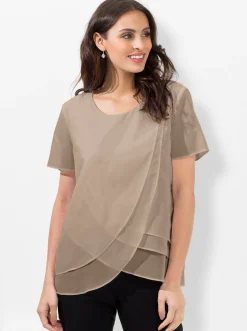 Blusen| Georgettebluse in Lagenverarbeitung sesam