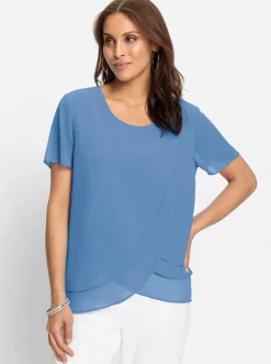 Blusen| Georgettebluse in Lagenverarbeitung himmelblau