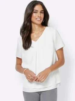 Basics| Georgettebluse mit Kellerfalte vorn wollweiß
