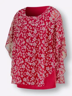 Blusen| Georgettebluse mit Lagen-Look rot-gemustert