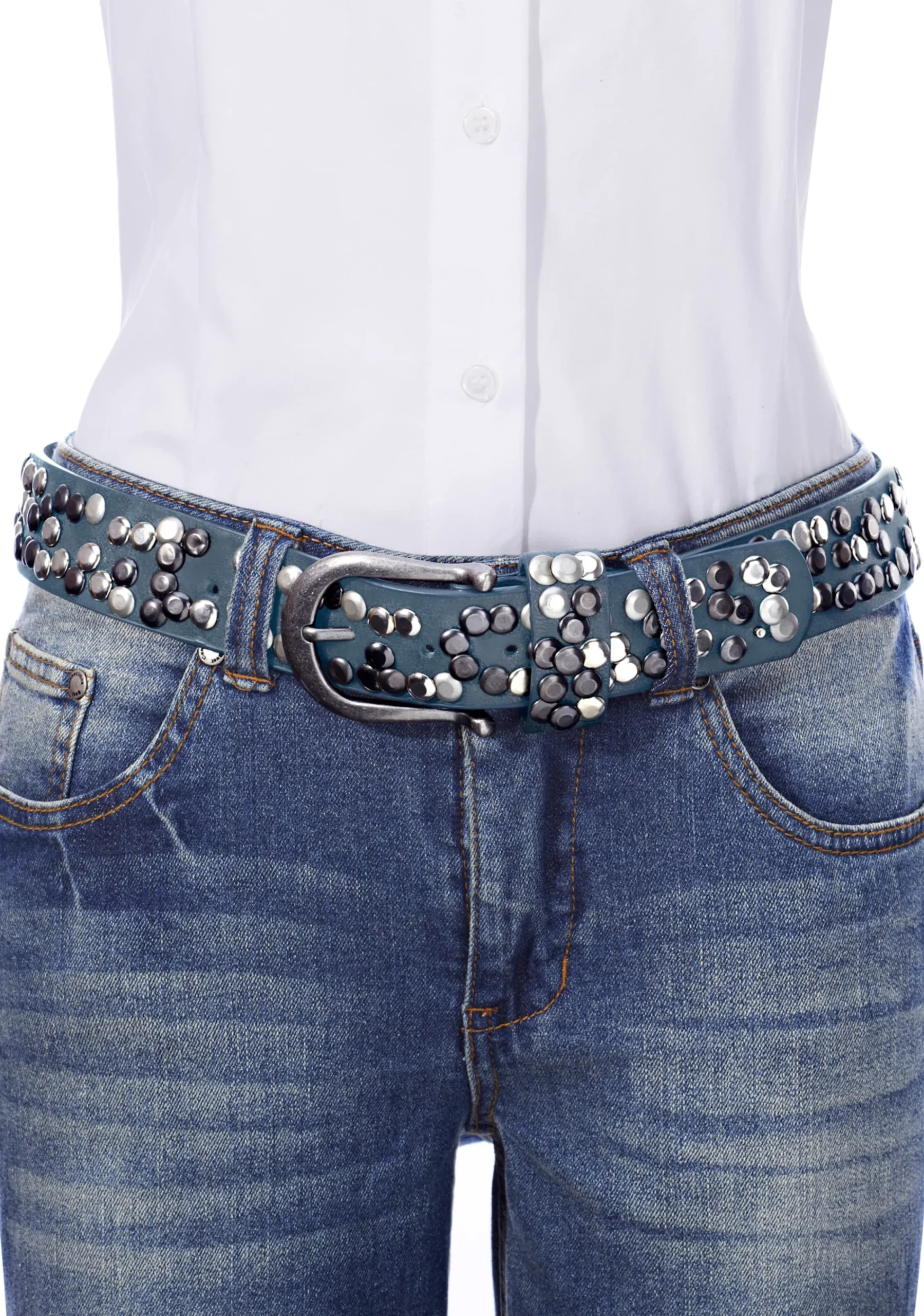 Gürtel|heine Gürtel blau-metallic
