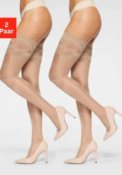 Strümpfe & Socken|Vivance Halterlose Feinstrümpfe perle