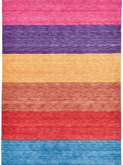 Teppiche|heine home Handwebteppich pink-blau-gestreift