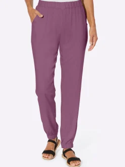 Hosen| Haremshose mit Bündchen am Saum violett