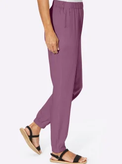 Hosen| Haremshose mit Bündchen am Saum violett