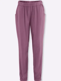 Hosen| Haremshose mit Bündchen am Saum violett
