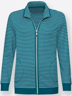Homewear|Homewear| Hausanzug petrol-gestreift