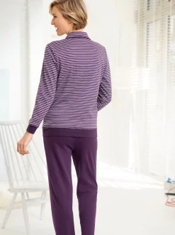 Homewear| Hausanzug pflaume-gestreift