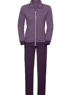 Homewear| Hausanzug pflaume-gestreift