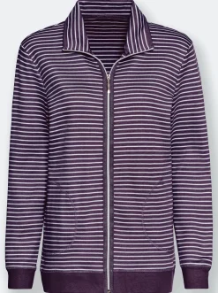 Homewear| Hausanzug pflaume-gestreift