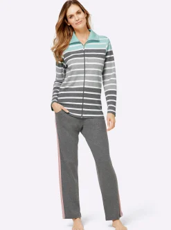Homewear|Homewear|feel good Hausanzug in Interlock-Qualität grau-mint